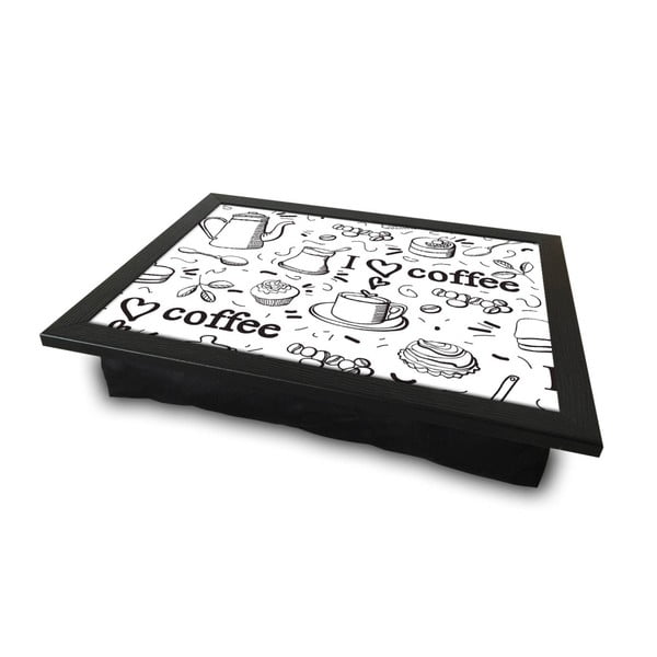 Servírovací podnos s vankúšom na spodnej strane Quirky Coffe, 36 × 46 cm