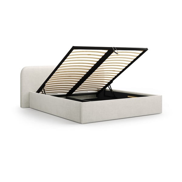 Svetlosivá čalúnená dvojlôžková posteľ s úložným priestorom s roštom 140x200 cm Elizabeth – Micadoni-image-2