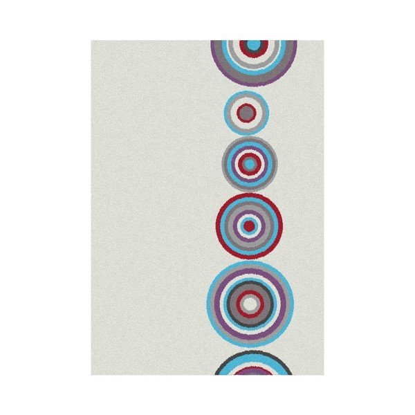 Biely koberec Universal Boras Circles, 57 × 110 cm