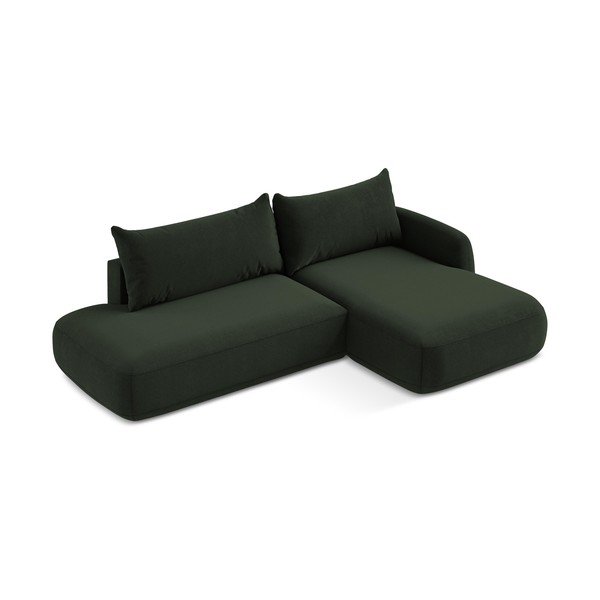 Tmavozelená rozkladacia rohová pohovka (pravý roh/s leňoškou) Hale – Makamii-image-2