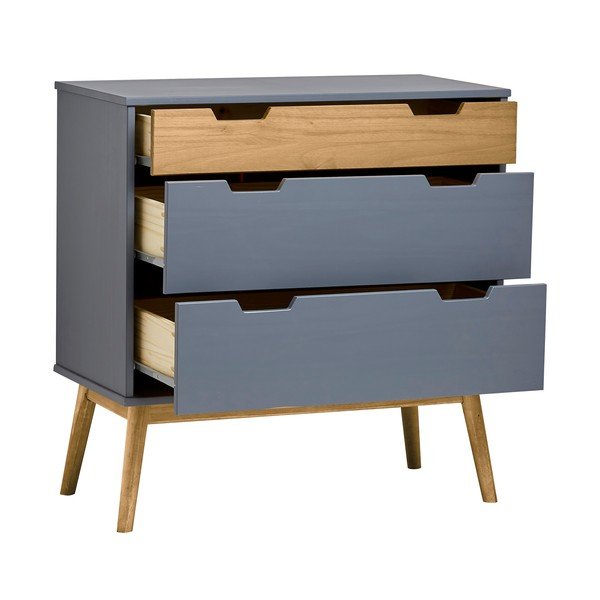 Sivá komoda z masívneho borovicového dreva Marckeric Baku, výška 82 cm-image-4