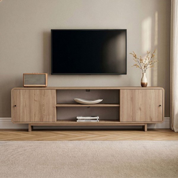 TV stolík v dekore duba v svetlo prírodnej farbe 180x52x34 cm Mirel – Nordure-image-1