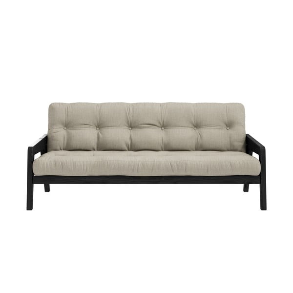 Čierna variabilní rozkladacia pohovka s futónom v sivobéžovej farbe Karup Design Grab Black/Linen