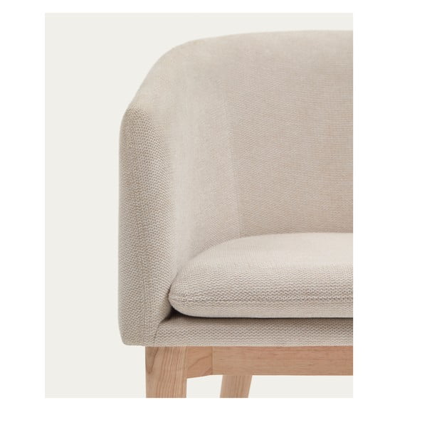 Krémovobiele čalúnené jedálenské kreslo s podrúčkami Harlan – Kave Home-image-2