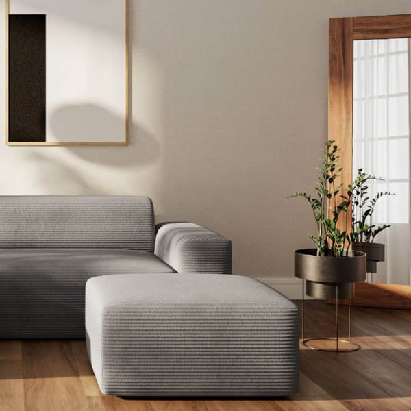 Sivá menčestrová rohová pohovka (ľavý roh/s leňoškou) Villet – Rodier-image-4