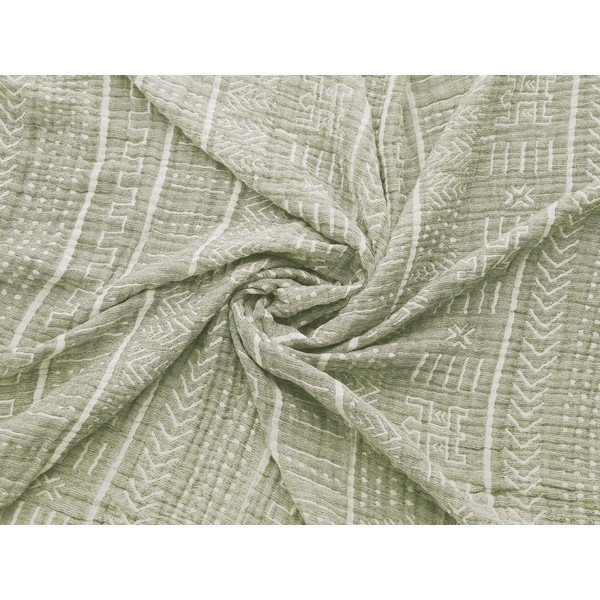 Zelená mušelínová prikrývka na dvojlôžko 220x240 cm Etno - Mijolnir-image-1