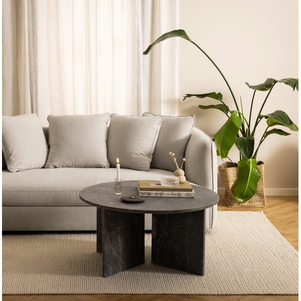 Sivý mramorový okrúhly konferenčný stolík ø 90 cm Vega – Actona-image-1