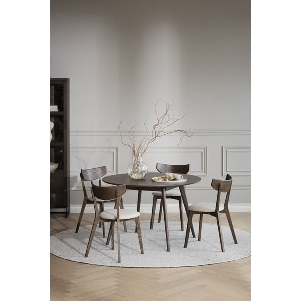 Tmavohnedý okrúhly jedálenský stôl v dekore duba ø 115 cm Yumi – Rowico-image-1