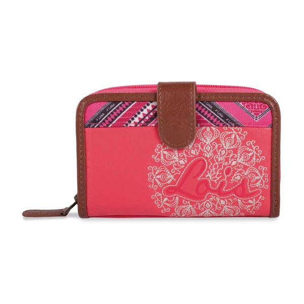 Ružovo-biela peňaženka Lois, 14 x 9 cm