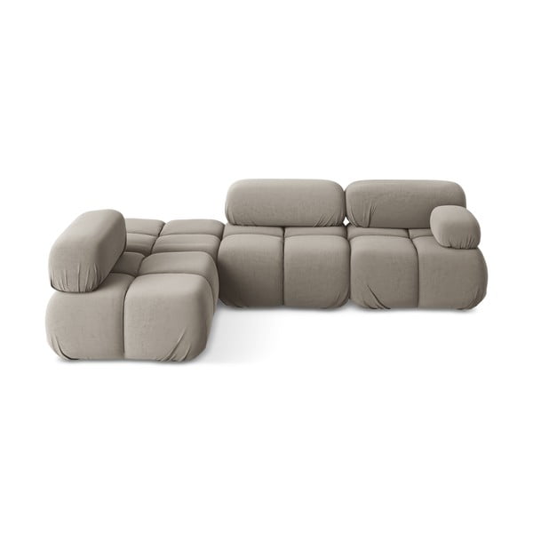 Béžová zamatová modulárna rohová pohovka (ľavý roh) Lokua – Makamii