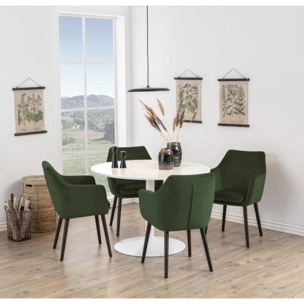 Zelené čalúnené jedálenské kreslo s podrúčkami Nora – Actona-image-1