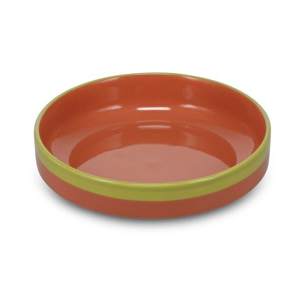 Zelený/oranžový hlboký  kameninový tanier ø 21 cm Duo – ONA
