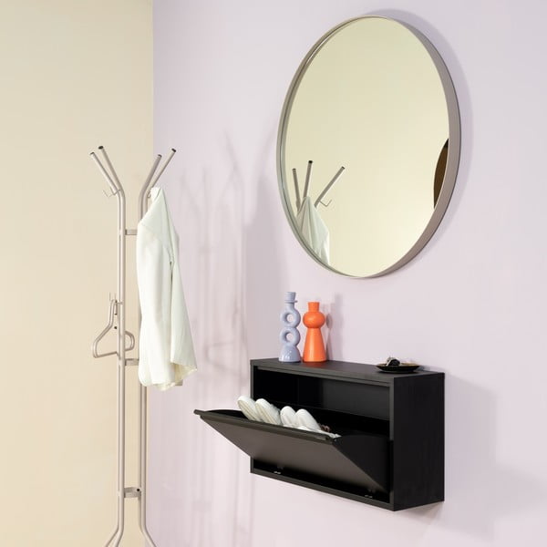 Čierna kovová výklopná/závesná skrinka na topánky 75x41x22 cm Billy – Spinder Design-image-1