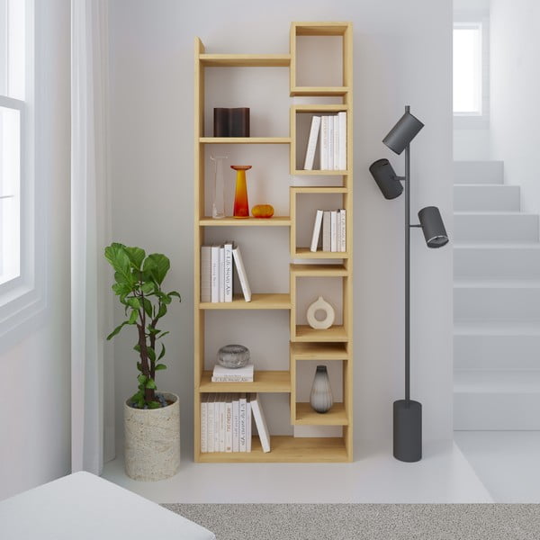 Knižnica v dekore duba v bielo-prírodnej farbe 60x168,5 cm Eladi – Marckeric-image-4