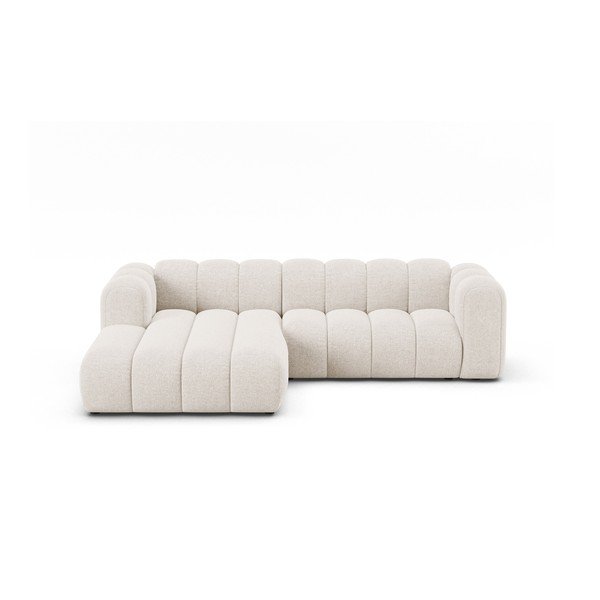 Krémová ženilková rohová pohovka (ľavý roh/s leňoškou) Lupine – Micadoni 