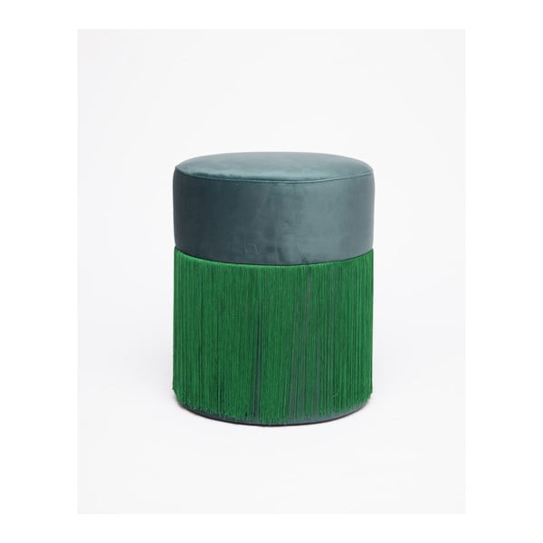 Zelený puf so zamatovým poťahom Velvet Atelier, Ø 36 cm