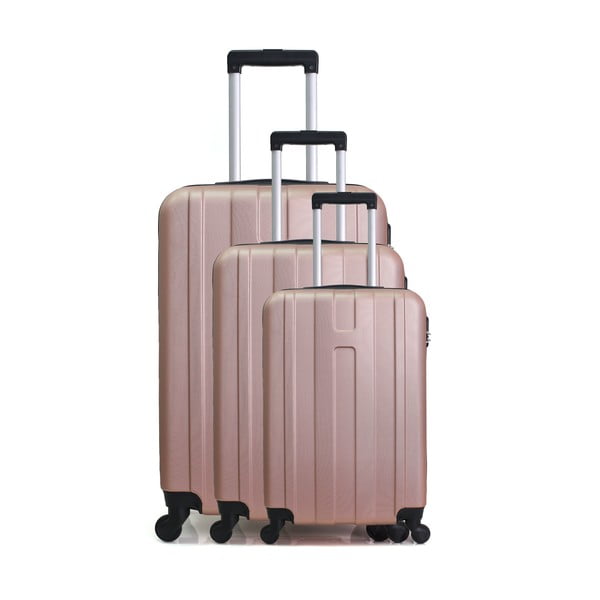 Sada 3 ružových cestovných kufrov na kolieskach Hero Atlanta
