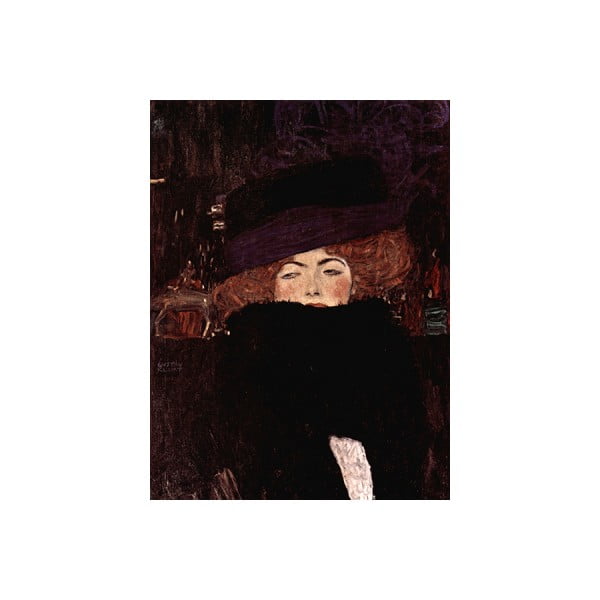 Reprodukcia obrazu Gustav Klimt - Lady with Hat And Feather Boa, 40 x 30 cm