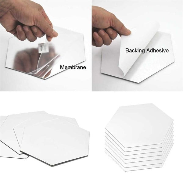 Zrkadlové samolepky na stenu 12 ks 20x17 cm Hexagonal – Ambiance-image-3