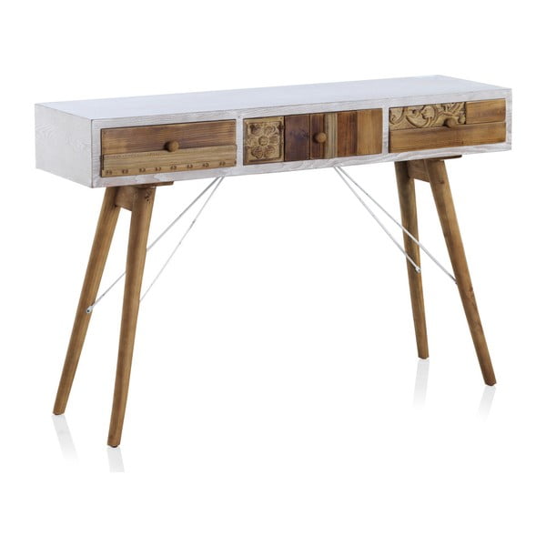 Konzolový stôl s bielymi detailmi a troma zásuvkami Geese Rustico Puro