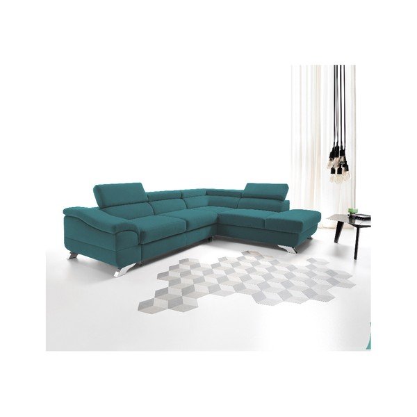 Tyrkysová rozkladacia rohová pohovka Windsor & Co Sofas Gamma, pravý roh-image-4