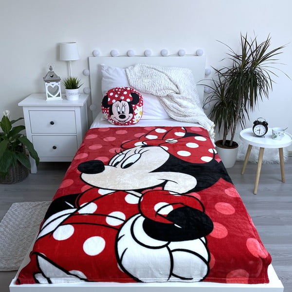 Červená detská deka z mikroplyšu 100x150 cm Minnie - Jerry Fabrics-image-2