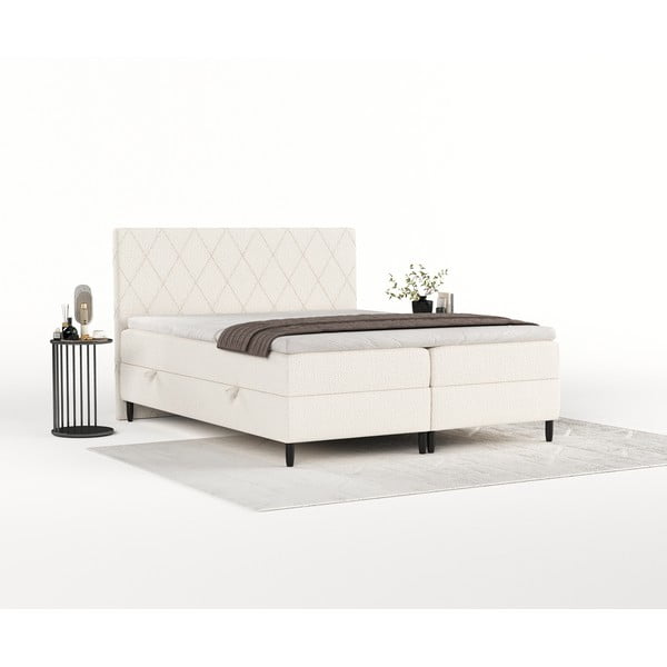 Krémovobiela boxspring posteľ s úložným priestorom 160x200 cm Gwen – Maison de Rêve-image-3