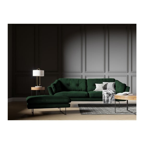 Fľaškovozelený puf so zamatovým poťahom Windsor & Co Sofas Gravity-image-3