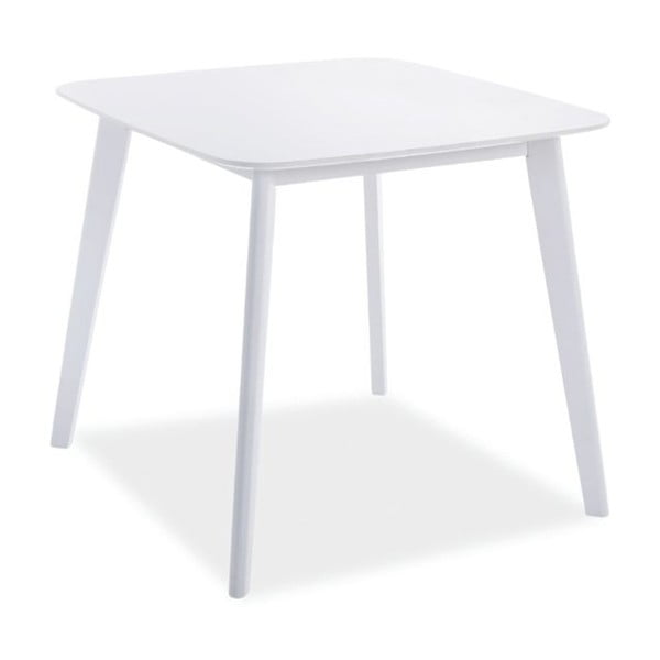 Biely stôl s nohami z kaučukového dreva Signal Sigma, 80 × 80 cm
