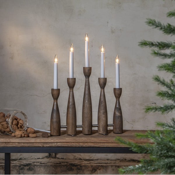 Vianočná svetelná dekorácia do zásuvky v tmavoprírodnej farbe Midja 2.0 – Star Trading-image-1