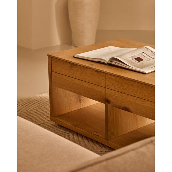 Konferenčný stolík v dekore duba v prírodnej farbe 60x140 cm Alguema – Kave Home-image-2