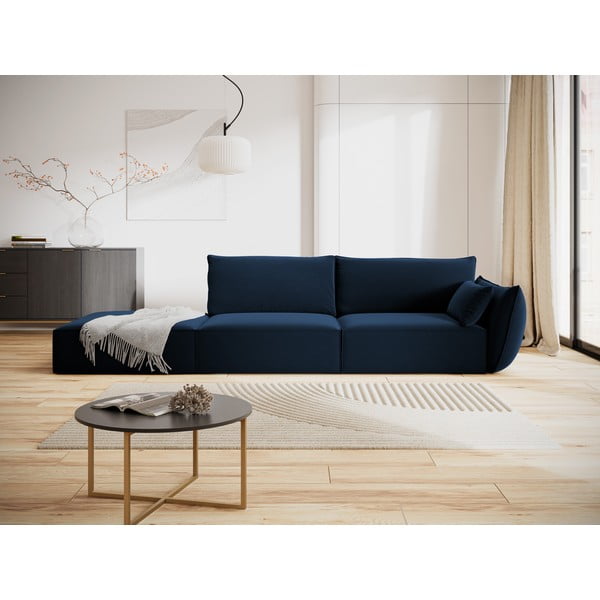 Tmavomodrá zamatová pohovka pravý roh 264 cm Vanda – Mazzini Sofas-image-1