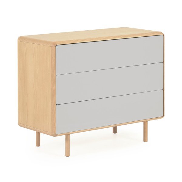 Sivá/v prírodnej farbe komoda v dekore jaseňa 99x78,5x42 cm Anielle – Kave Home