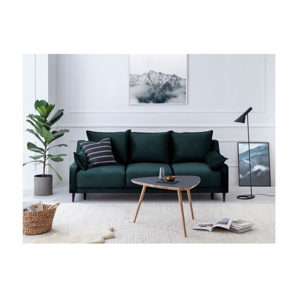 Modrozelená zamatová rozkladaca pohovka s úložným priestorom Mazzini Sofas Freesia, 215 cm-image-4