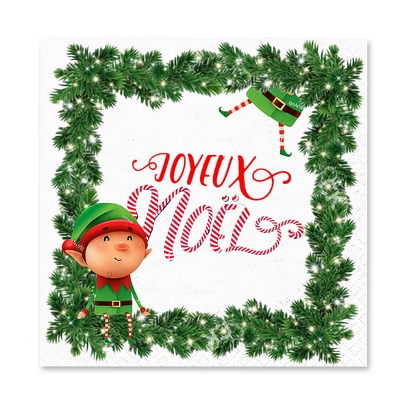 Obrúsky v súprave 20 ks 33x33 cm Prankster Elf – Homéa