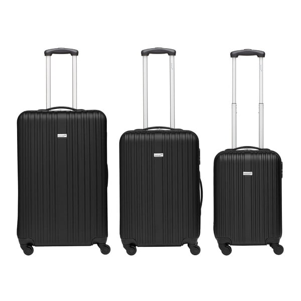 Sada 3 čiernych cestovných kufrov Packenger Travel