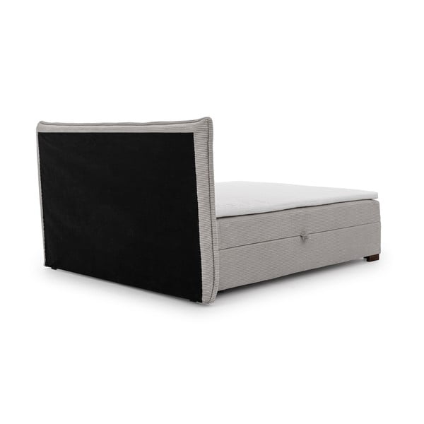 Svetlosivá boxspring posteľ s úložným priestorom 160x200 cm Lysa – Ropez-image-3