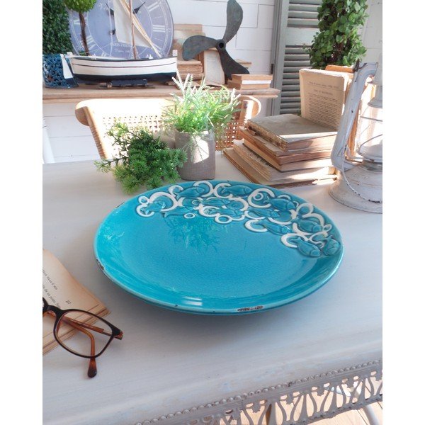 Tyrkysový tanier Orchidea Milano Fish Deep Blue