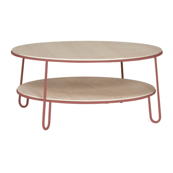Konferenčný stolík s ružovou kovovou konštrukciou HARTÔ Eugénie, ⌀ 90 cm