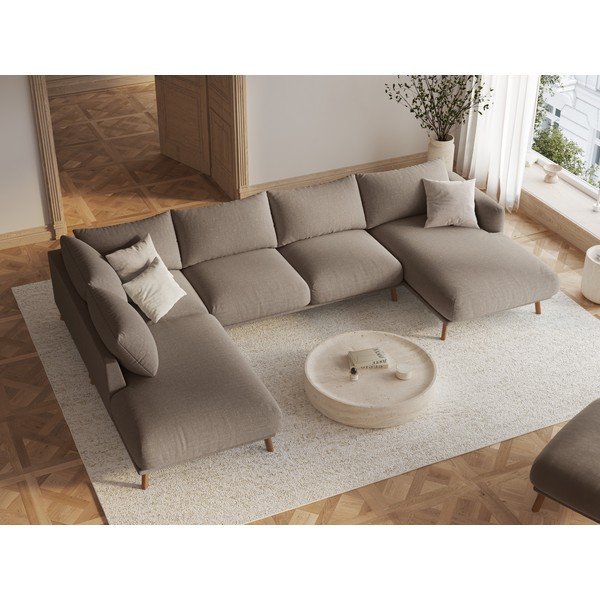 Taupe rohová pohovka (do tvaru "U") Naomi – Micadoni -image-1