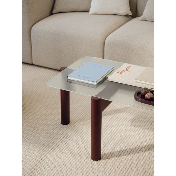 Vínovočervený konferenčný stolík so sklenenou doskou 55x105 cm Kob – noo.ma-image-2