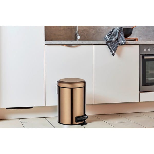 Pedálový odpadkový kôš v medenej farbe Wenko Leman, 3 l-image-1