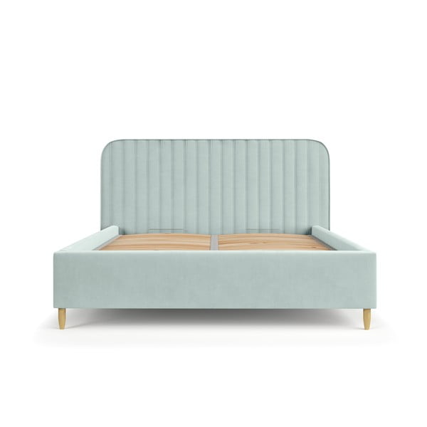 Čalúnená jednolôžková posteľ s úložným priestorom s roštom 120x200 cm v mentolovej farbe Noto – Maison de Rêve-image-2