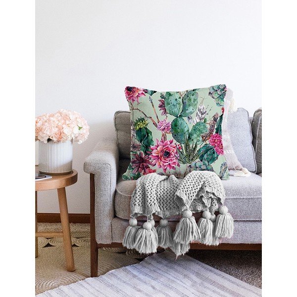 Zelená obliečka na vankúš s prímesou bavlny Minimalist Cushion Covers Cactus, 55 x 55 cm-image-2