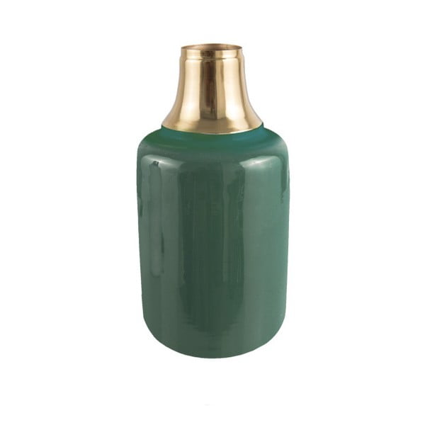 Zelená váza s detailom v zlatej farbe PT LIVING Shine, výška 28 cm
