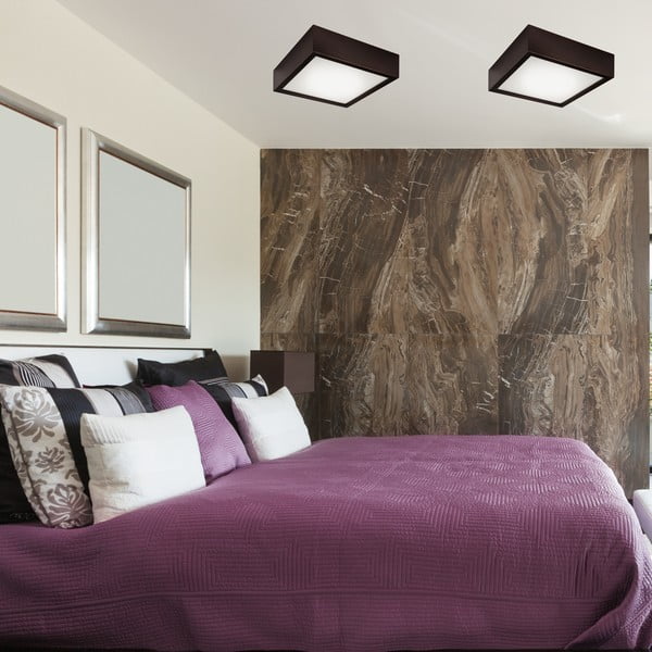 Tmavohnedé stropné svietidlo so skleneným tienidlom 27,5x27,5 cm Quadro – LAMKUR-image-3