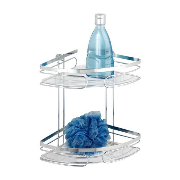 Nástenná rohová dvojposchodová polica z nerezovej ocele Wenko Premium-image-3