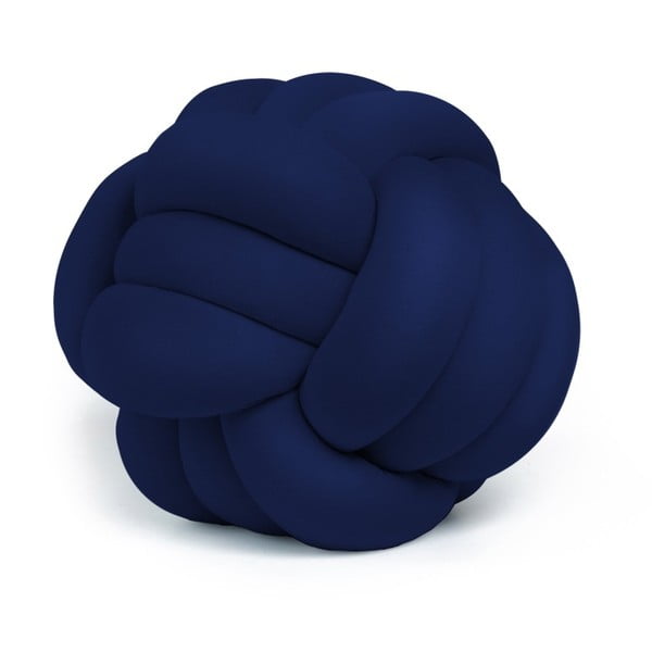 Tmavomodrý vankúš Knot Decorative Cushion Velvet Effect, ⌀ 45 cm