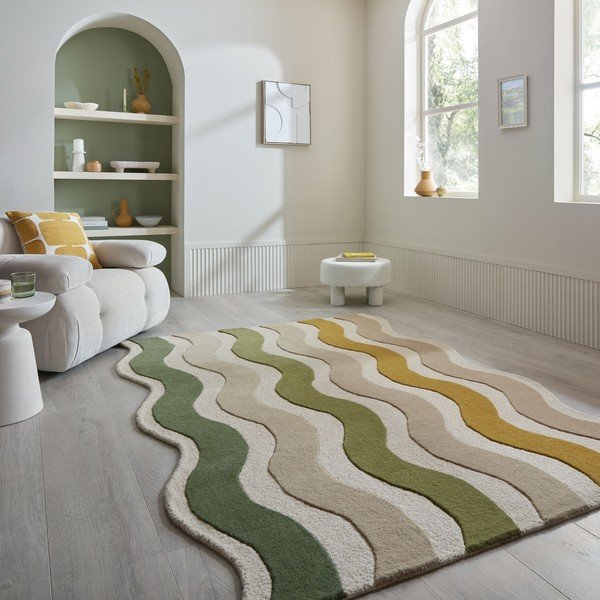 Zelený/v prírodnej farbe ručne tkaný vlnený koberec 200x290 cm Cascade Wool – Flair Rugs-image-1