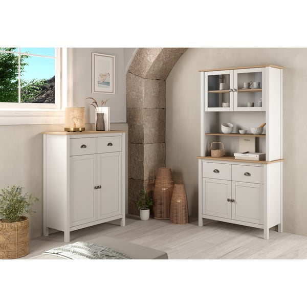 Biela vitrína z borovicového dreva 90x180,5 cm Misti – Marckeric-image-1